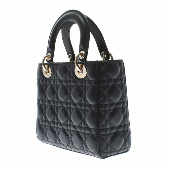 Dior 2Way Bag Lambskin Black Lady  Christian ABC - Picture 1 of 16